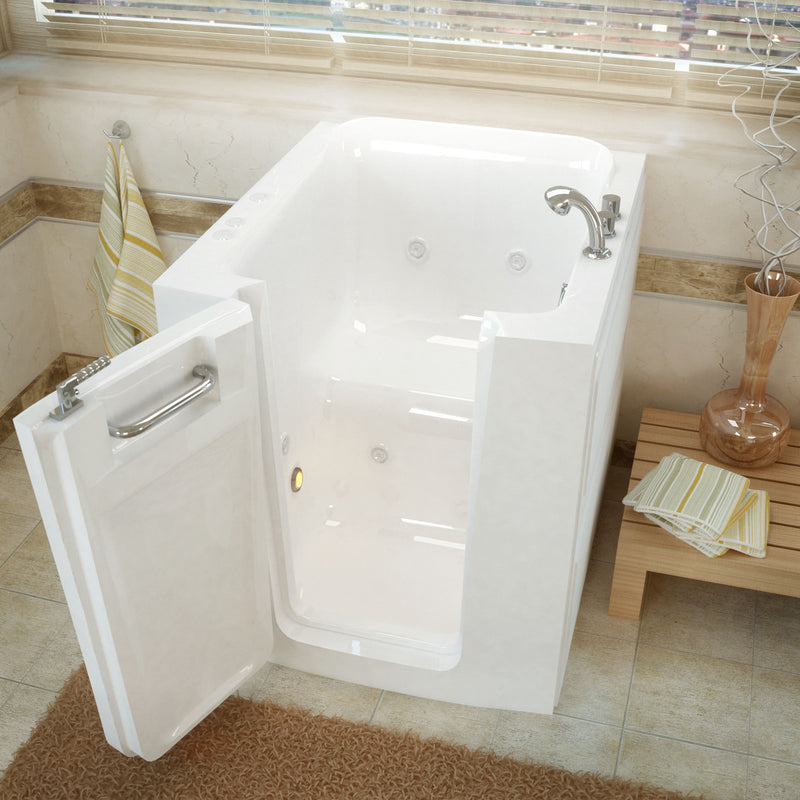 MediTub Walk-In 32" x 38" Left Door White Whirlpool Jetted Walk-In Bathtub