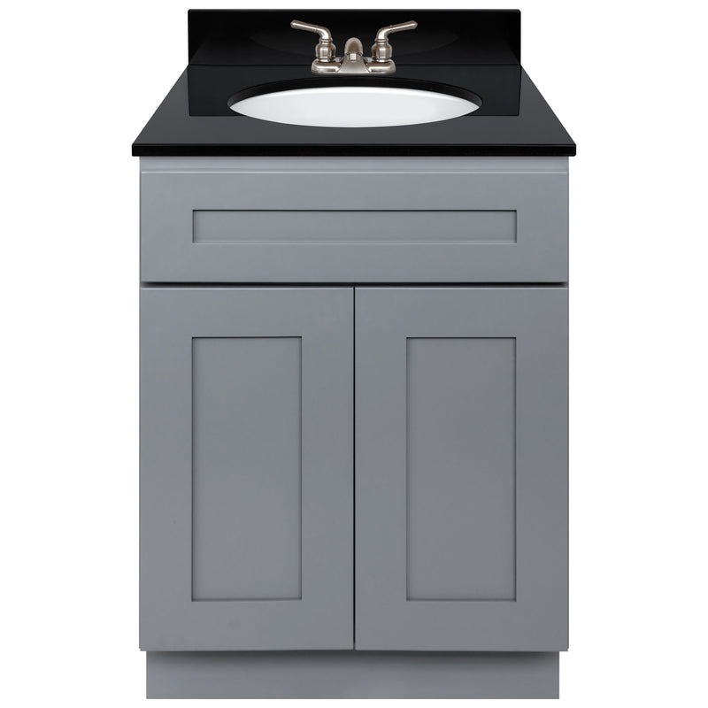 Cherry Bathroom Vanity 24", Absolute Black Granite Top, Faucet LB3B AB254-24CG-3B