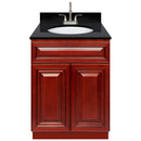 Cherry Bathroom Vanity 24", Absolute Black Granite Top, Faucet LB6B AB254-24CH-6B