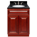 Cherry Bathroom Vanity 24", Absolute Black Granite Top, Faucet LB4B AB258-24CH-4B