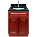 Cherry Bathroom Vanity 24", Absolute Black Granite Top, Faucet LB7B AB258-24CH-7B