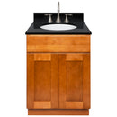 Brown Bathroom Vanity 24", Absolute Black Granite Top, Faucet LB7B AB258-24NP-7B