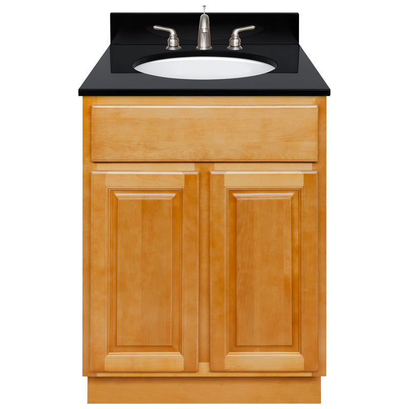 Brown Bathroom Vanity 24", Absolute Black Granite Top, Faucet LB4B AB258-24RC-4B