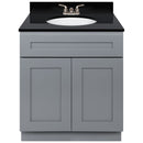 Cherry Bathroom Vanity 30", Absolute Black Granite Top, Faucet LB3B AB314-30CG-3B