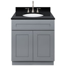 Cherry Bathroom Vanity 30", Absolute Black Granite Top, Faucet LB7B AB318-30CG-7B