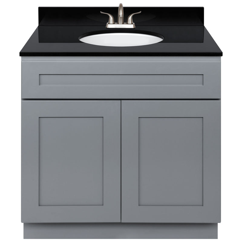 Cherry Bathroom Vanity 36", Absolute Black Granite Top, Faucet LB5B AB374-36CG-5B