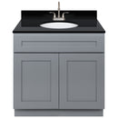 Cherry Bathroom Vanity 36", Absolute Black Granite Top, Faucet LB6B AB374-36CG-6B