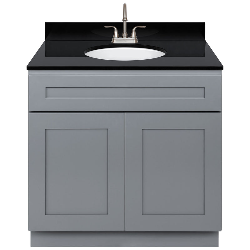 Cherry Bathroom Vanity 36", Absolute Black Granite Top, Faucet LB6B AB374-36CG-6B