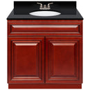 Cherry Bathroom Vanity 36", Absolute Black Granite Top, Faucet LB3B AB374-36CH-3B