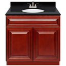 Cherry Bathroom Vanity 36", Absolute Black Granite Top, Faucet LB5B AB374-36CH-5B