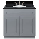 Cherry Bathroom Vanity 36", Absolute Black Granite Top, Faucet LB4B AB378-36CG-4B