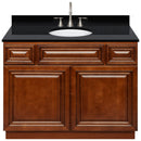 Brown Bathroom Vanity 42", Absolute Black Granite Top, Faucet LB7B AB438-42GN-7B