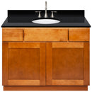 Brown Bathroom Vanity 42", Absolute Black Granite Top, Faucet LB7B AB438-42NP-7B