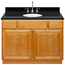 Brown Bathroom Vanity 42", Absolute Black Granite Top, Faucet LB7B AB438-42RC-7B