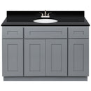 Cherry Bathroom Vanity 48", Absolute Black Granite Top, Faucet LB5B AB494-48CG-5B