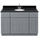 Cherry Bathroom Vanity 48", Absolute Black Granite Top, Faucet LB6B AB494-48CG-6B