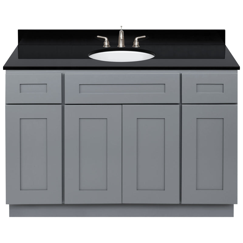 Cherry Bathroom Vanity 48", Absolute Black Granite Top, Faucet LB4B AB498-48CG-4B