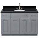 Cherry Bathroom Vanity 48", Absolute Black Granite Top, Faucet LB7B AB498-48CG-7B