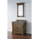 James Martin Brookfield 36" Country Oak Single Vanity with 3 cm Cala Blue Quartz Top 147-114-5576-3CBL