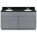 Cherry Double Bathroom Vanity 60", Absolute Black Granite Top, Faucet LB3B AB614-60CG-3B