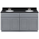 Cherry Double Bathroom Vanity 60", Absolute Black Granite Top, Faucet LB5B AB614-60CG-5B