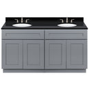 Cherry Double Bathroom Vanity 60", Absolute Black Granite Top, Faucet LB4B AB618-60CG-4B