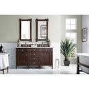 James Martin Brittany 60" Burnished Mahogany Double Vanity with 3 cm Carrara Marble Top 650-V60D-BNM-3CAR