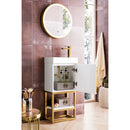 James Martin Columbia 16" Single Vanity Cabinet Glossy White Radiant Gold with White Glossy Composite Countertop 388V16GWRGDWG