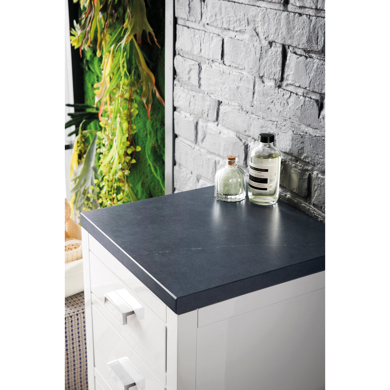 James Martin Addison 15" Base Cabinet with Drawers Glossy White with 3 cm Charcoal Soapstone Quartz Top E444-BC15-GW-3CSP