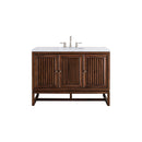 James Martin Athens 48" Single Vanity Cabinet Mid Century Acacia with 3 cm Arctic Fall Solid Surface Countertop E645-V48-MCA-3AF