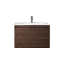 James Martin Milan 31.5" Single Vanity Cabinet Mid Century Walnut with Glossy White Composite Top 801V31.5WLTGW