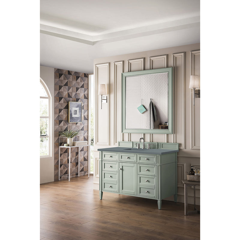 James Martin Brittany 48" Sage Green Single Vanity with 3 cm Cala Blue Quartz Top 650-V48-SGR-3CBL