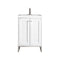 James Martin Chianti 24" Single Vanity Cabinet Glossy White Brushed Nickel with White Glossy Resin Countertop E303-V24-GW-BNK-WG