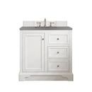 James Martin De Soto 36" Single Vanity Bright White with 3 cm Grey Expo Quartz Top 825-V36-BW-3GEX