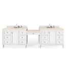 James Martin Copper Cove Encore 122" Double Vanity Set Bright White with Makeup Table 3 cm Eternal Marfil Quartz Top 301-V122-BW-DU-3EMR