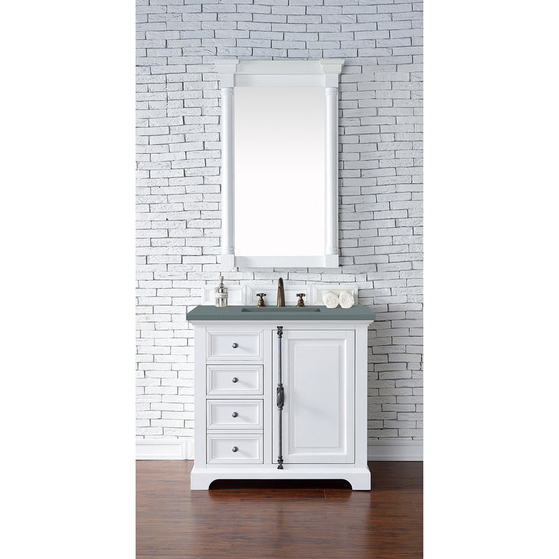 James Martin Providence 36" Single Vanity Cabinet Bright White with 3 cm Cala Blue Quartz Top 238-105-V36-BW-3CBL