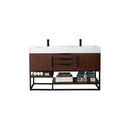 James Martin Columbia 59" Double Vanity Coffee Oak Matte Black with Glossy White Composite Top 388-V59D-CFO-MB-GW