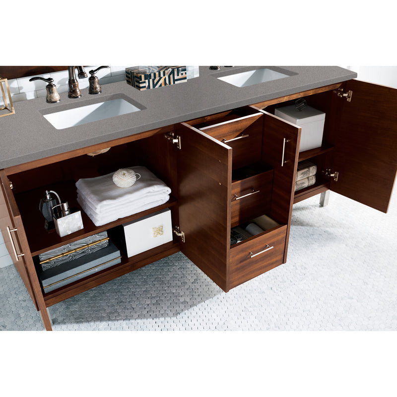 James Martin Metropolitan 72" Double Vanity American Walnut with 3 cm Gray Expo Quartz Top 850-V72-AWT-3GEX