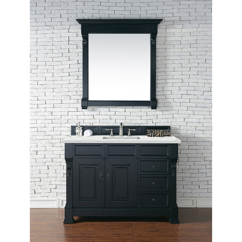 James Martin Brookfield 48" Antique Black Single Vanity with 3 cm Ethereal Noctis Quartz Top 147-114-5236-3ENC