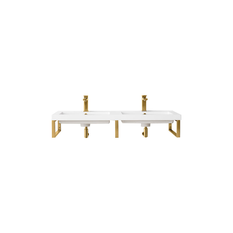 James Martin Three Boston 18" Wall Brackets Radiant Gold with 47" White Glossy Composite Countertop 055BK18RGD47WG2