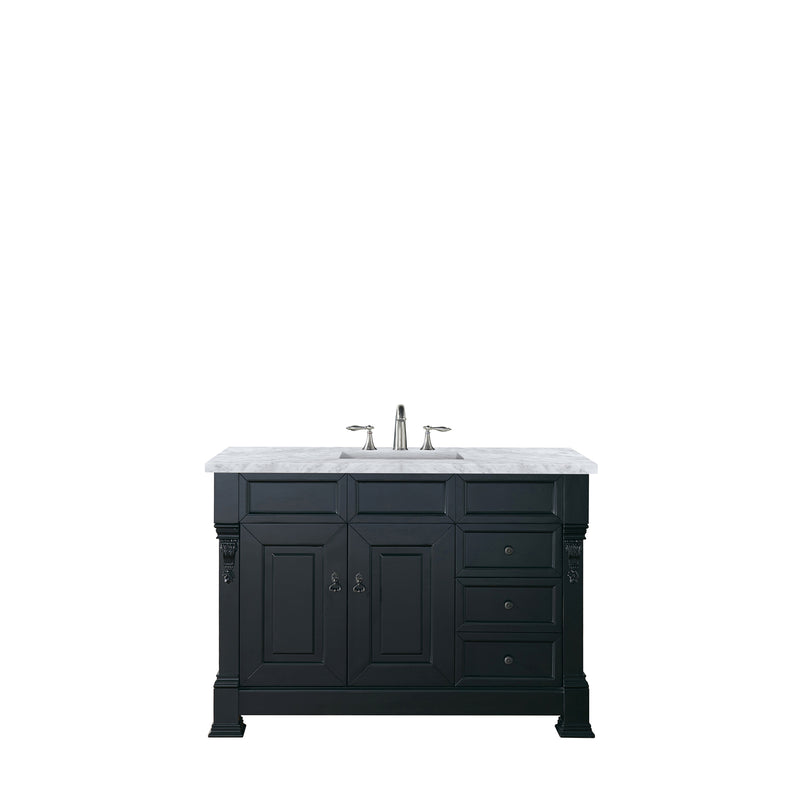 James Martin Brookfield 48" Antique Black Single Vanity with 3 cm Carrara Marble Top 147-114-5236-3CAR