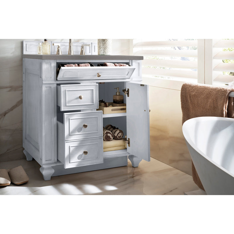 James Martin Bristol 30" Single Vanity Bright White with 3 cm Gray Expo Quartz Top 157-V30-BW-3GEX