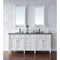 James Martin Brittany 72" Bright White Double Vanity with 3 cm Charcoal Soapstone Quartz Top 650-V72-BW-3CSP