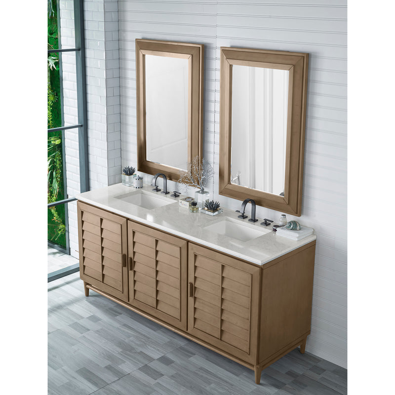 James Martin Portland 72" Double Vanity Whitewashed Walnut with 3 cm Eternal Jasmine Pearl Quartz Top 620-V72-WW-3EJP