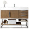 James Martin Columbia 48" Single Vanity Latte Oak with Glossy White Composite Top 388-V48-LTO-BN-GW