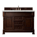 James Martin Brookfield 60" Burnished Mahogany Single Vanity with 3 cm Eternal Jasmine Pearl Quartz Top 147-114-5361-3EJP