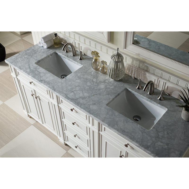 James Martin Bristol 72" Double Vanity Bright White with 3 cm Carrara Marble Top 157-V72-BW-3CAR