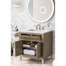 James Martin Chicago 30" Single Vanity Whitewashed Walnut with 3 cm Ethereal Noctis Quartz Top 305-V30-WWW-3ENC