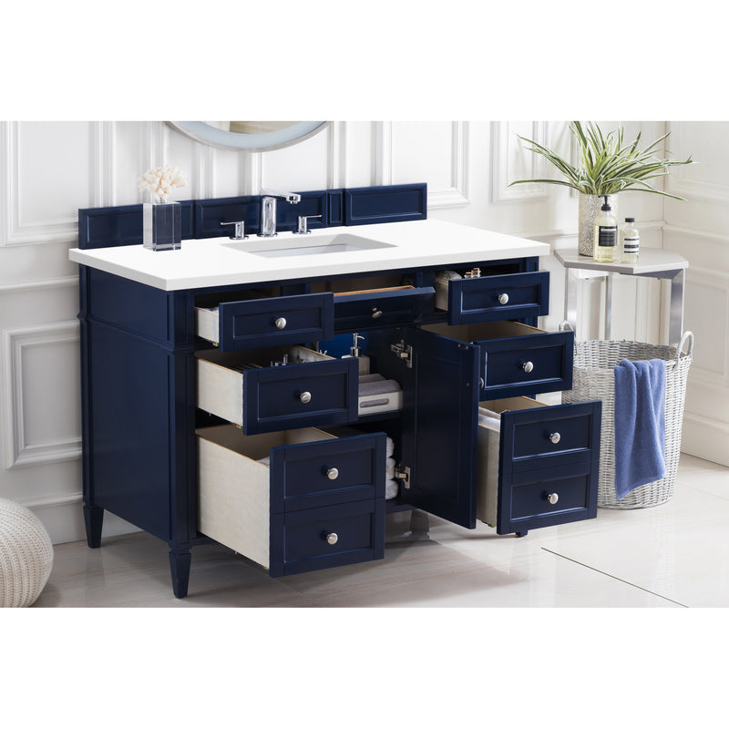 James Martin Brittany 48" Victory Blue Single Vanity with 3 cm Classic White Quartz Top 650-V48-VBL-3CLW