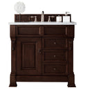 James Martin Brookfield 36" Burnished Mahogany Single Vanity with 3 cm Arctic Fall Solid Surface Top 147-114-5566-3AF